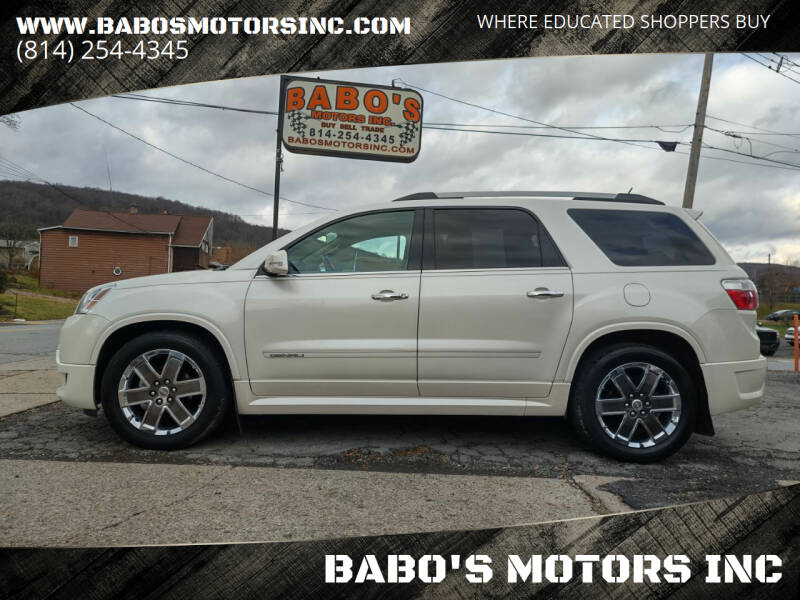 2012 GMC Acadia for sale at BABO'S MOTORS INC in Johnstown PA
