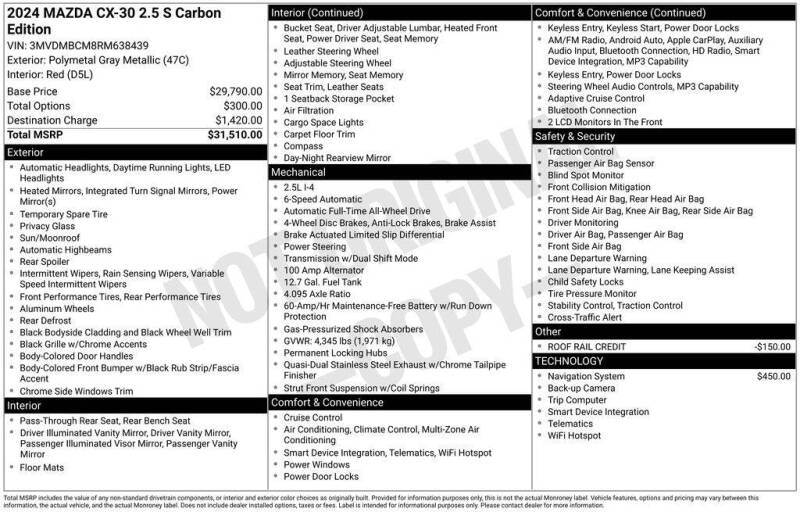 2024 Mazda CX-30 2.5 S Carbon Edition