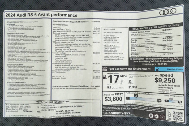 2024 Audi RS 6 Avant 4.0T quattro Avant performance