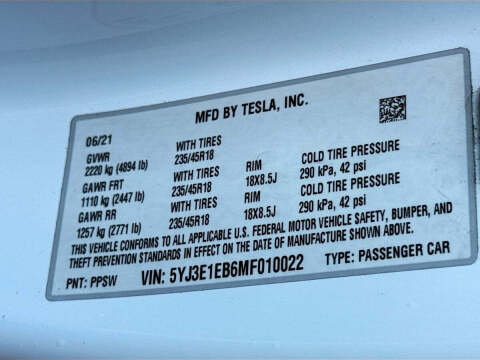 2021 Tesla Model 3 Long Range