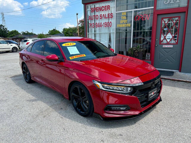 2018 Honda Accord for sale at SPENCER AUTO SALES in South Houston, TX