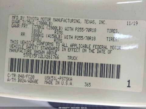 2020 Toyota Tundra SR5