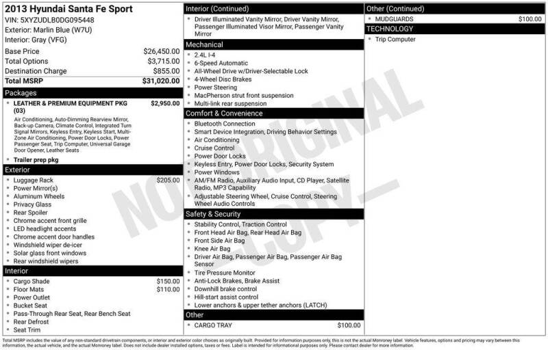 2013 Hyundai Santa Fe Sport 2.4L