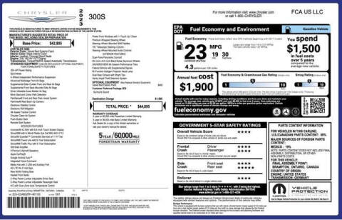 2023 Chrysler 300 S V6