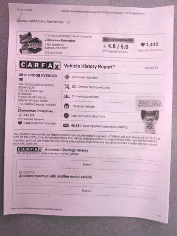 2013 Dodge Avenger SE