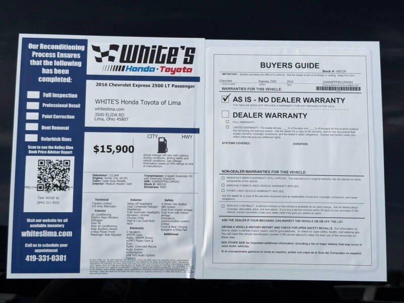 2016 Chevrolet Express LT 2500