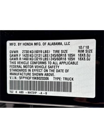 2019 Honda Ridgeline Sport