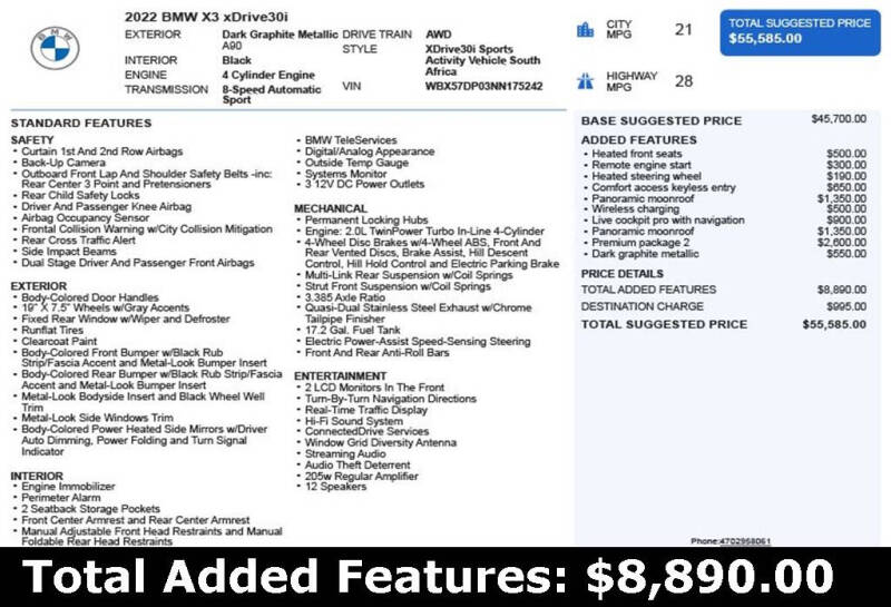 2022 BMW X3 xDrive30i