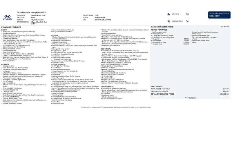 2020 Hyundai Ioniq Hybrid SE