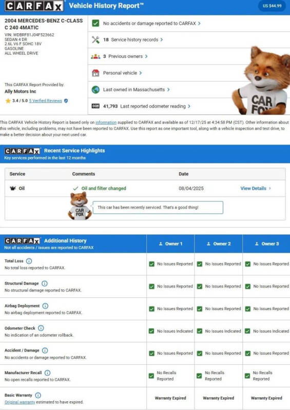 2004 Mercedes-Benz C-Class C 240 4MATIC