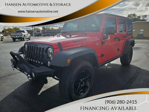 2017 Jeep Wrangler Unlimited for sale at Hansen Automotive & Storage in Escanaba MI