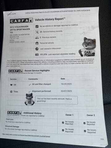 2012 Volkswagen Jetta SportWagen TDI