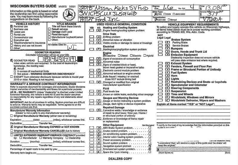 2018 Nissan Kicks SV