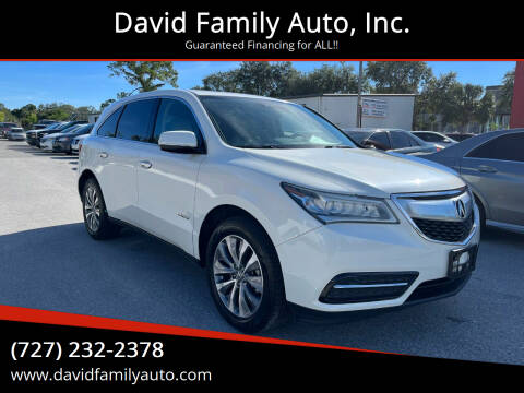 2015 Acura MDX for sale at David Family Auto, Inc. in New Port Richey FL
