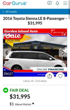 2016 Toyota Sienna for sale at Garden Island Auto Sales in Lihue HI