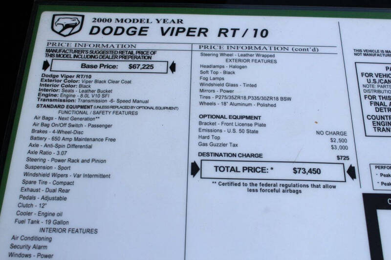 2000 Dodge Viper RT/10