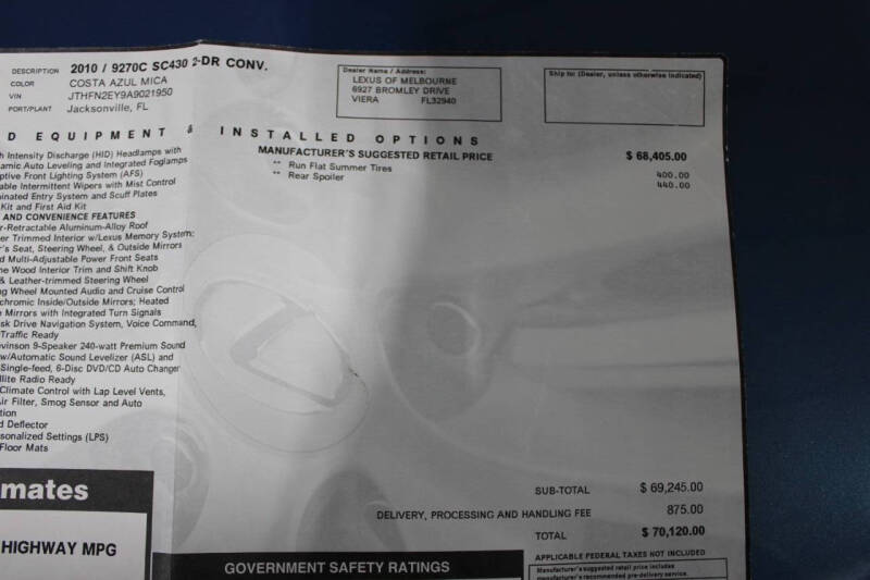 2010 Lexus SC 430