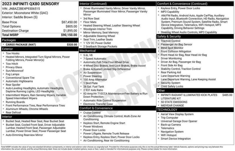 2023 Infiniti QX80 Sensory