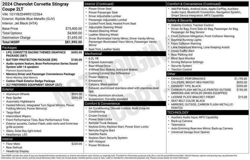 2024 Chevrolet Corvette Stingray