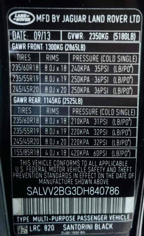 2013 Land Rover Range Rover Evoque Prestige