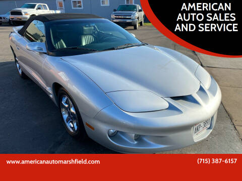 1999 Pontiac Firebird for sale at AMERICAN AUTO SALES AND SERVICE in Marshfield WI