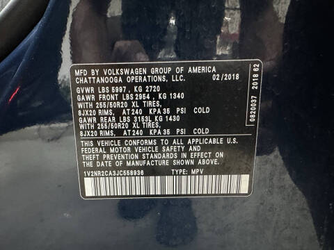 2018 Volkswagen Atlas V6 SEL Premium 4Motion