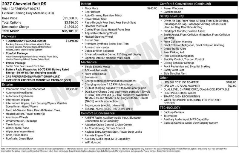 2027 Chevrolet Bolt RS