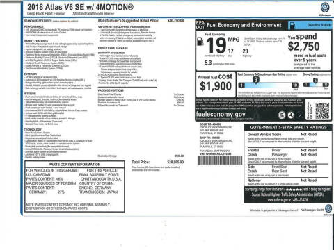 2018 Volkswagen Atlas V6 SE 4Motion