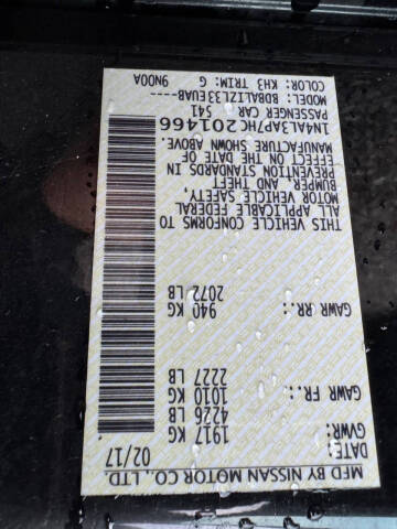 2017 Nissan Altima 2.5 SV