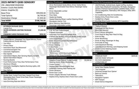 2025 Infiniti QX80 Sensory
