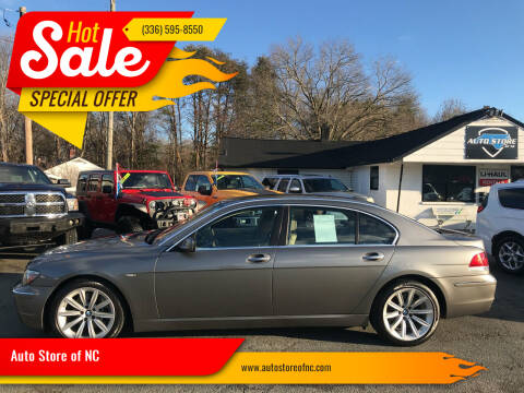 2007 BMW 7 Series for sale at Auto Store of NC in Walkertown NC