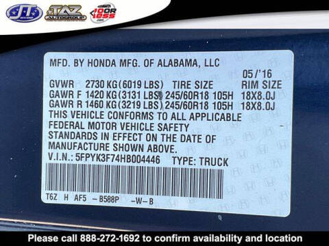 2017 Honda Ridgeline RTL-E