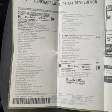 2016 Jeep Renegade Latitude 75th Anniversary