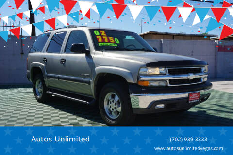 2002 Chevrolet Tahoe for sale at Autos Unlimited in Las Vegas NV