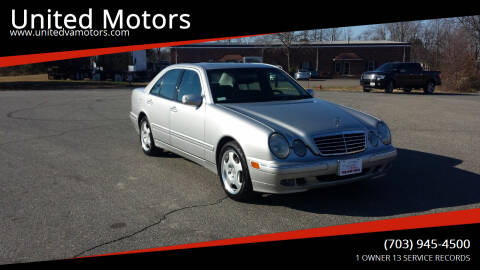 2002 Mercedes-Benz E-Class for sale at United Motors in Fredericksburg VA