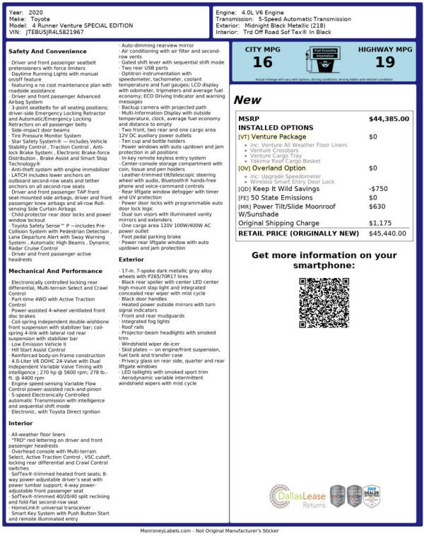 2020 Toyota 4Runner Venture Edition