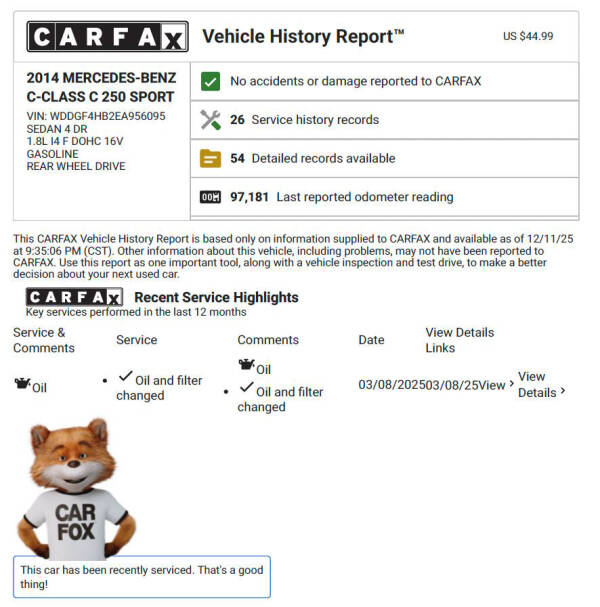 2014 Mercedes-Benz C-Class C 250 Sport