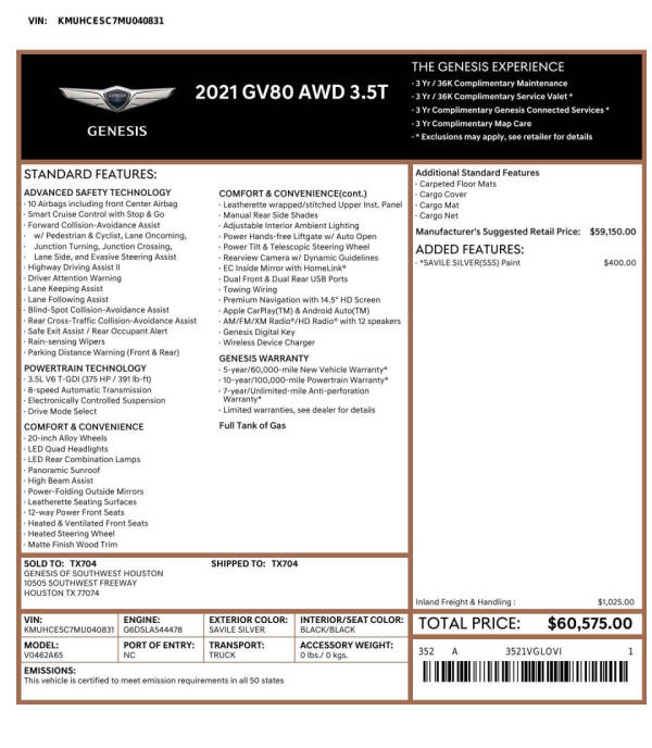 2021 Genesis GV80