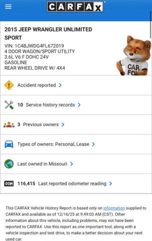 2015 Jeep Wrangler Unlimited Sport