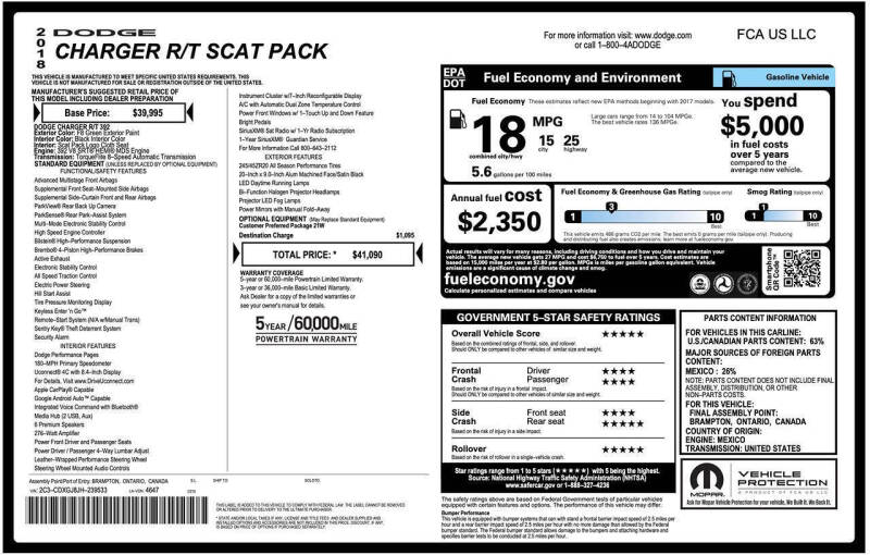 2018 Dodge Charger R/T Scat Pack