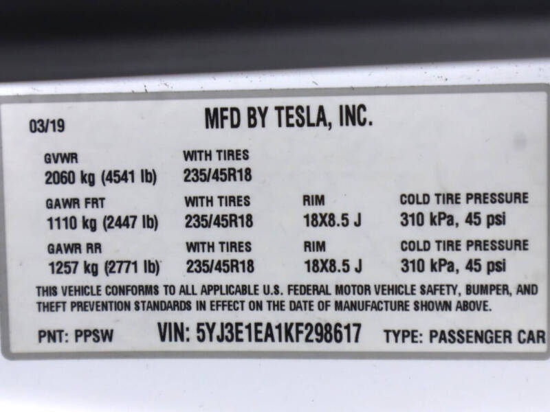 2019 Tesla Model 3 Standard Range Plus