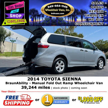 For Sale Used 2018 Toyota Sienna - BraunAbility Power ONE TOUCH Fold Out  Ramp Side Loading Wheelchair Van Orange County California Free Nationwide  Shipping