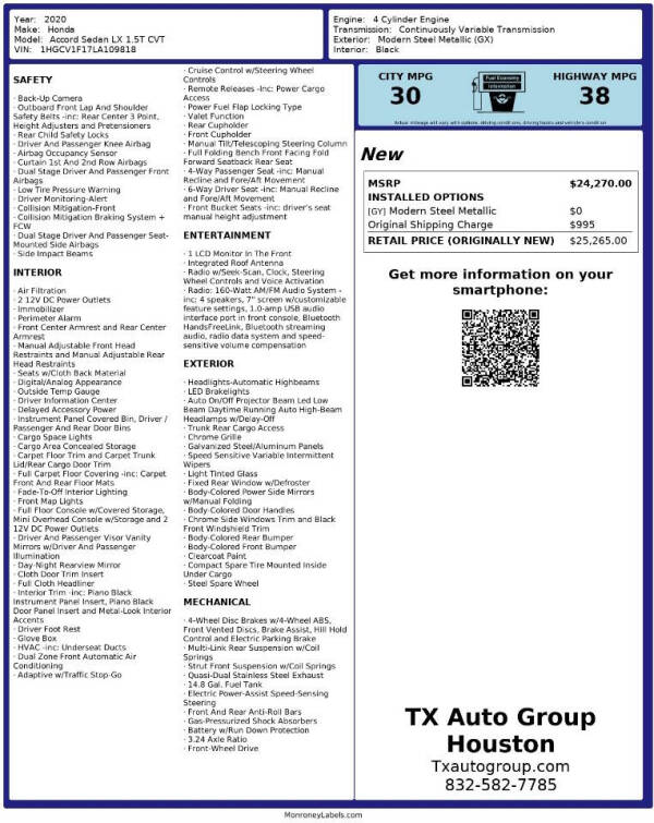 2020 Honda Accord LX