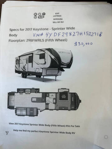 2017 Keystone RV Sprinter