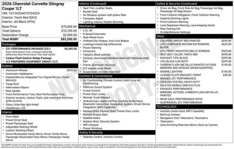2026 Chevrolet Corvette Stingray