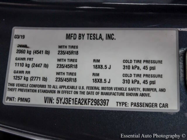 2019 Tesla Model 3 Standard Range Plus