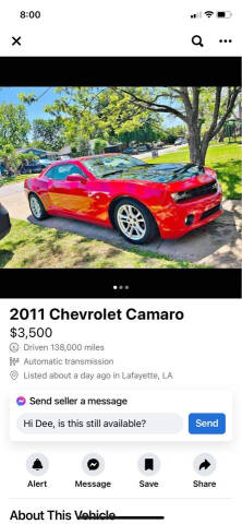 2011 Chevrolet Camaro for sale at CHANCELLOR'S AUTODEALZ in Lafayette LA