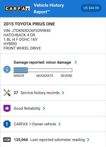 2015 Toyota Prius One