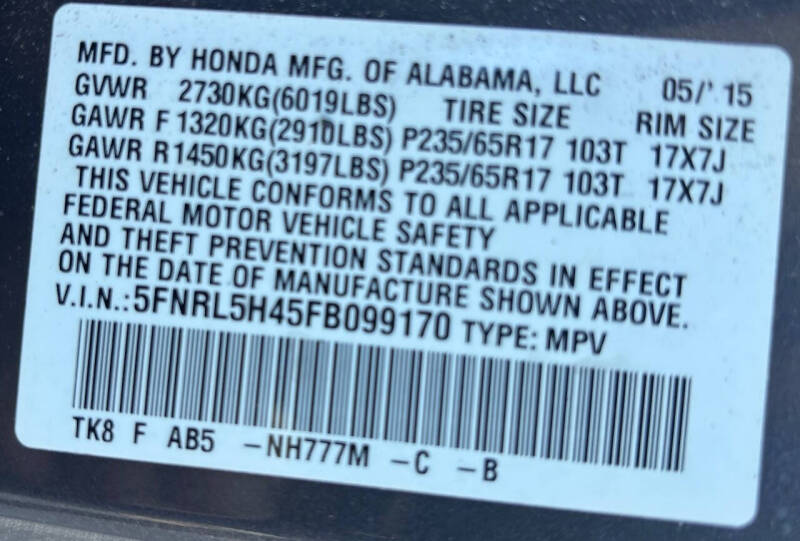 2015 Honda Odyssey EX