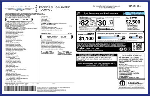 2023 Chrysler Pacifica Plug-In Hybrid Touring L